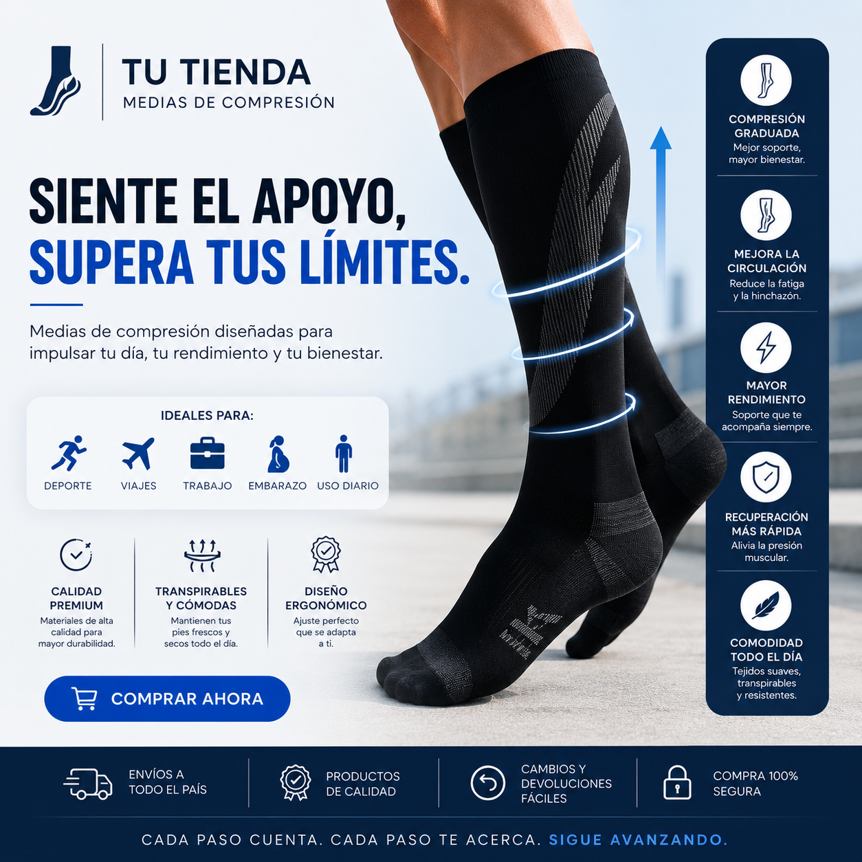Medias De Compresion Calcetines - LARGA